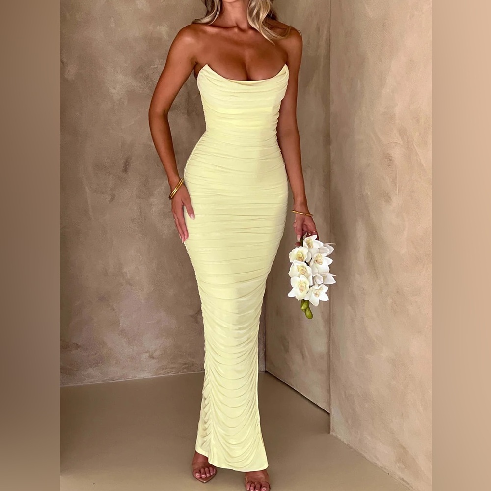 Yellow Maxi Dress Strapless